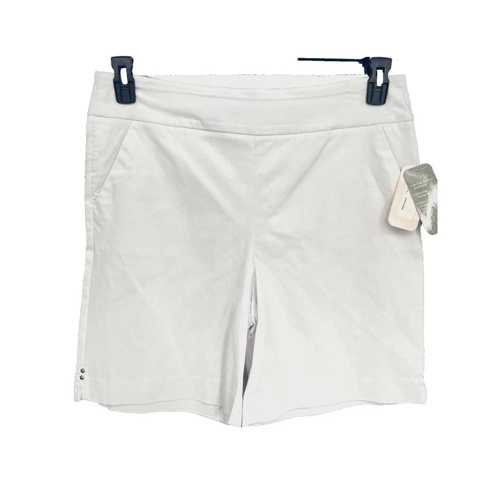 NEW Allison Daley Shorts Women 16 XL White Chino Bermuda Tummy Control Panel